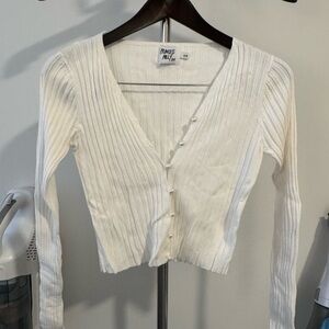 Princess Polly Cream Ribbed Cardigan